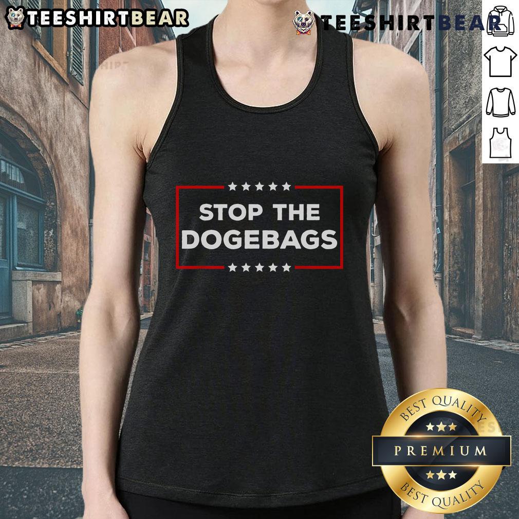Nice Stop The Dogebags Anti Doge Trump Tank Top featuring bold graphics and a trendy design for crypto enthusiasts.