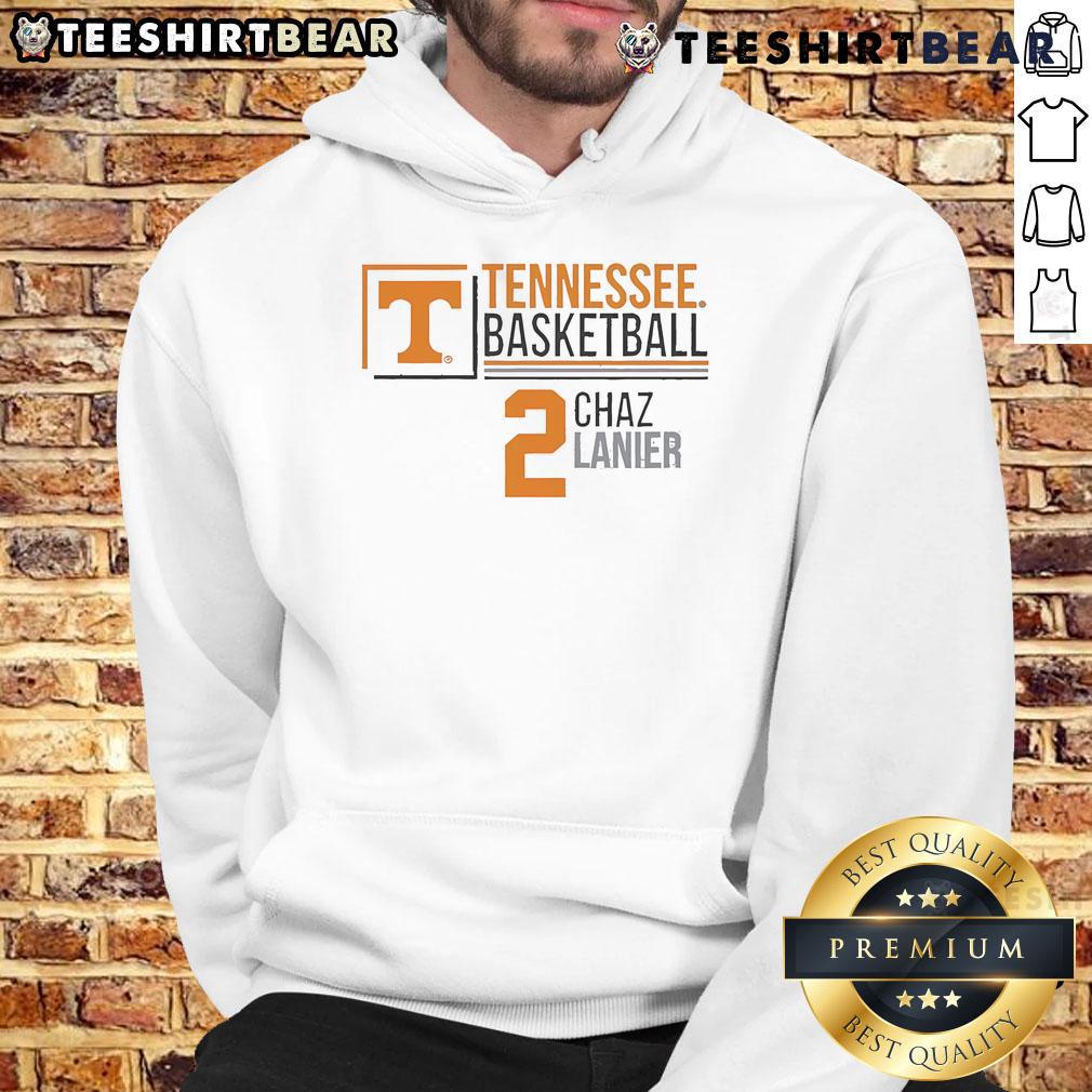 Alt Text: Chaz Lanier wearing a Nice Tennessee Volunteers Basketball hoodie, showcasing vibrant team colors and logo.