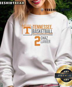 Chaz Lanier wearing a Nice Tennessee Volunteers Basketball sweatshirt, showcasing team spirit and style.