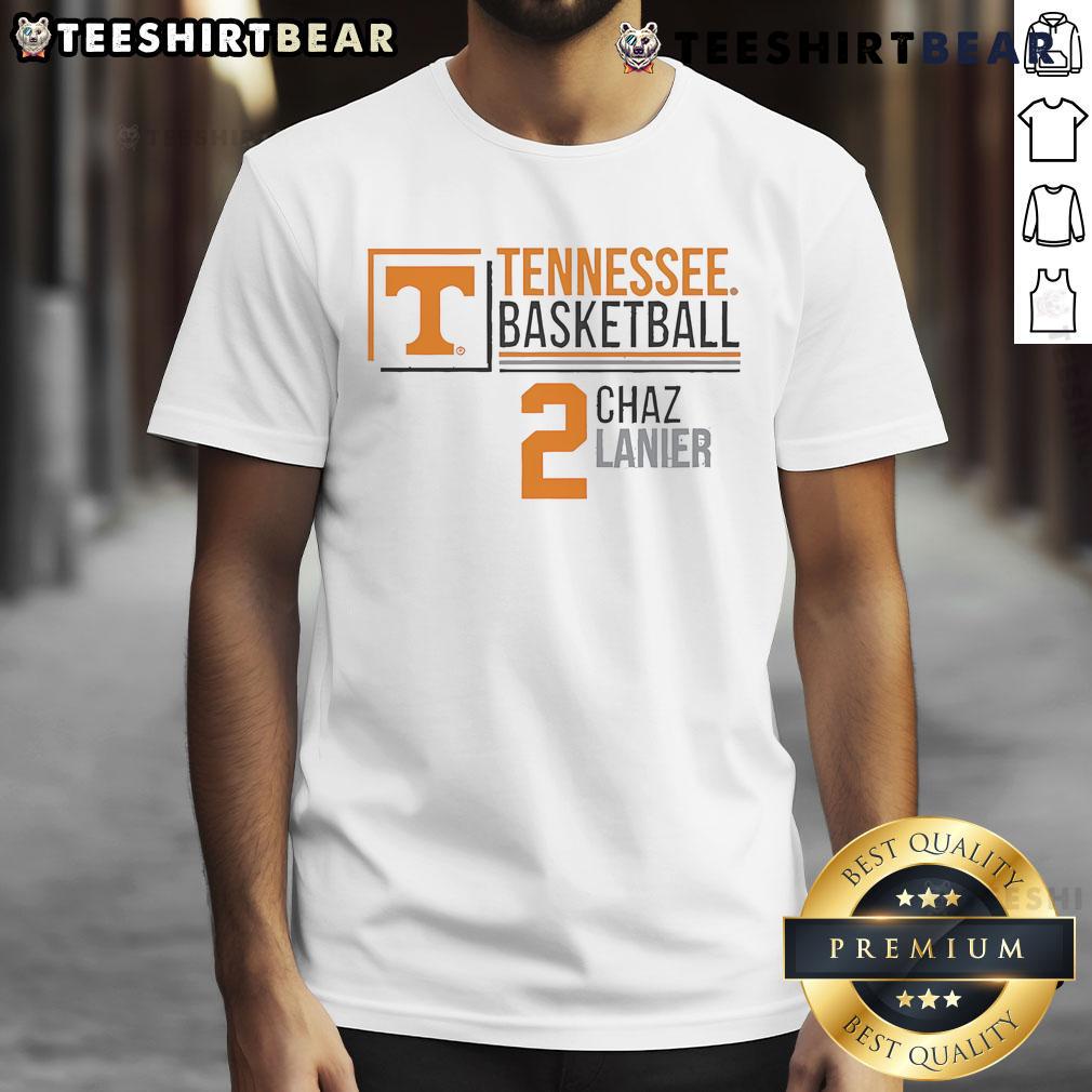 Chaz Lanier 2 T-Shirt featuring the Nice Tennessee Volunteers Basketball logo in vibrant colors.