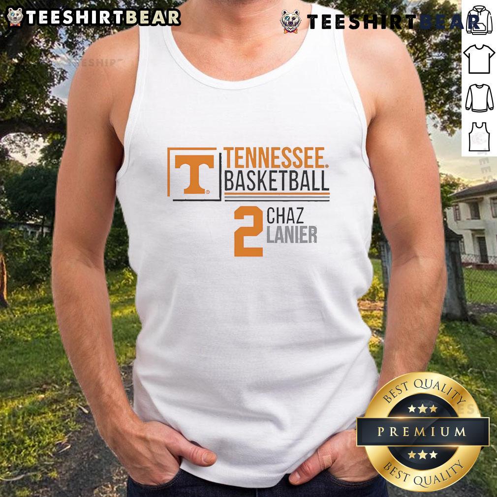 Chaz Lanier wearing a Nice Tennessee Volunteers Basketball tank top, showcasing team spirit and style.