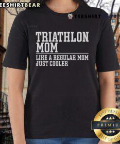 Triathlete mom in a stylish tee, showcasing swim, bike, run passion for triathlon. Perfect for active ladies!