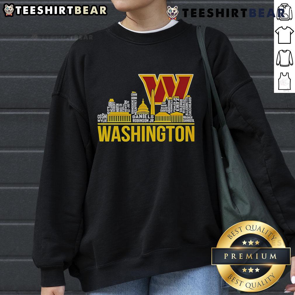Nice Washington Commanders football team players roster skyline sweatshirt showcasing team spirit and style.