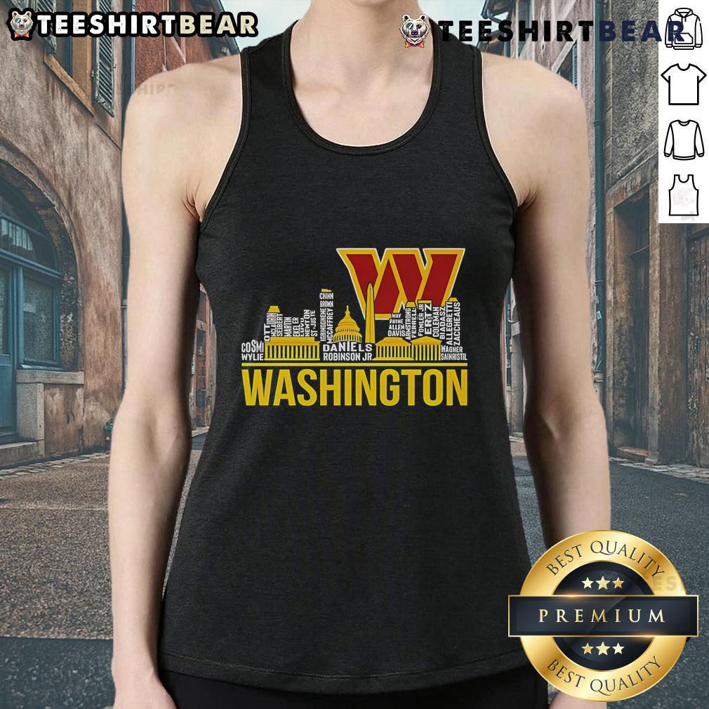 Nice Washington Commanders football team players roster skyline tank top showcasing team spirit and style.