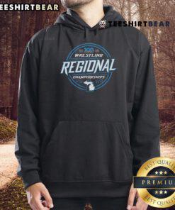 Official 2025 MHSAA Wrestling Regionals Championships hoodie featuring a bold design and team logo.