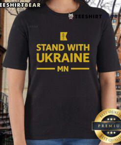 Official Amy Klobuchar Stand With Ukraine MN Ladies Tee featuring a bold design supporting Ukraine, perfect for activists.
