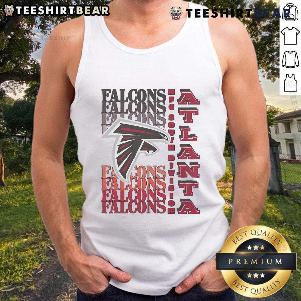 Official Atlanta Falcons Gradient Wordmark Tank Top showcasing team colors and logo for stylish fan apparel.