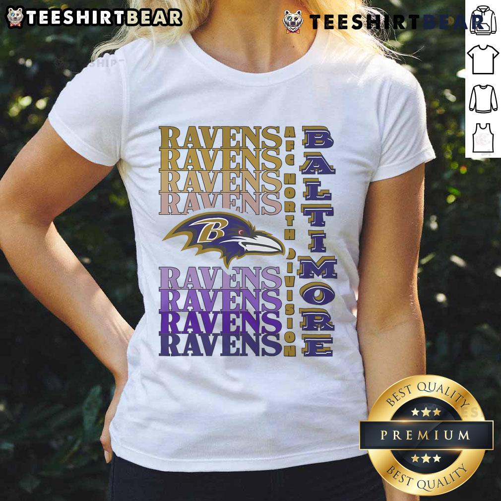 Official Baltimore Ravens Gradient Wordmark Ladies Tee featuring vibrant team colors and stylish design for fans.