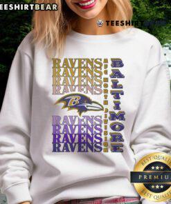Official Baltimore Ravens Gradient Wordmark Sweatshirt featuring vibrant team colors and stylish logo design.