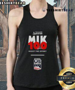 Alt Text: Official Billie Jean King Share Winter Mik 100 Reset tank top featuring Stifel US Ski Team logo and design.