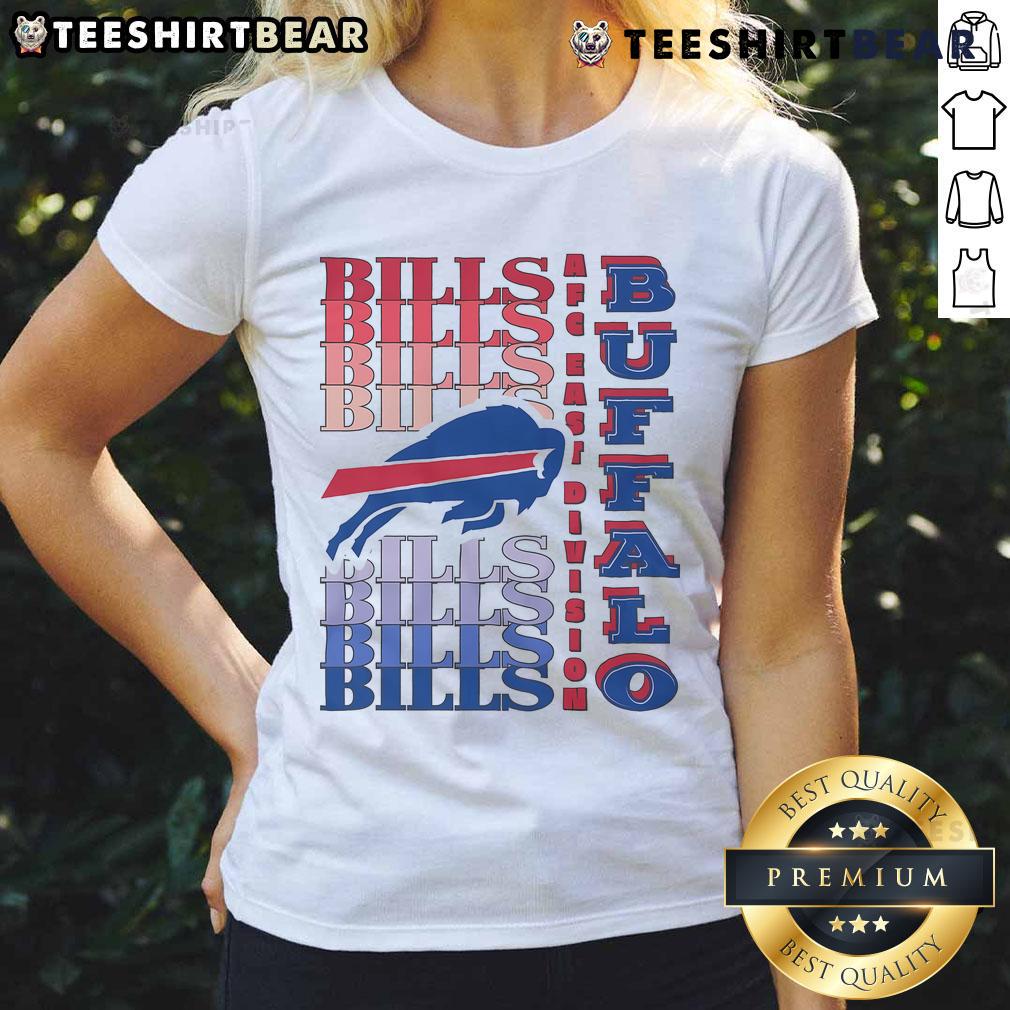 Official Buffalo Bills Gradient Wordmark Ladies Tee featuring a stylish design in team colors for female fans.