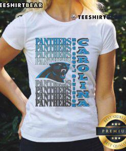 Official Carolina Panthers gradient wordmark ladies tee featuring stylish design and team colors, perfect for fans.