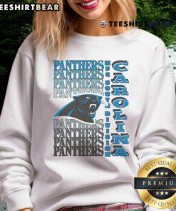 Alt Text: Official Carolina Panthers gradient wordmark sweatshirt showcasing team colors and logo for fans and collectors.