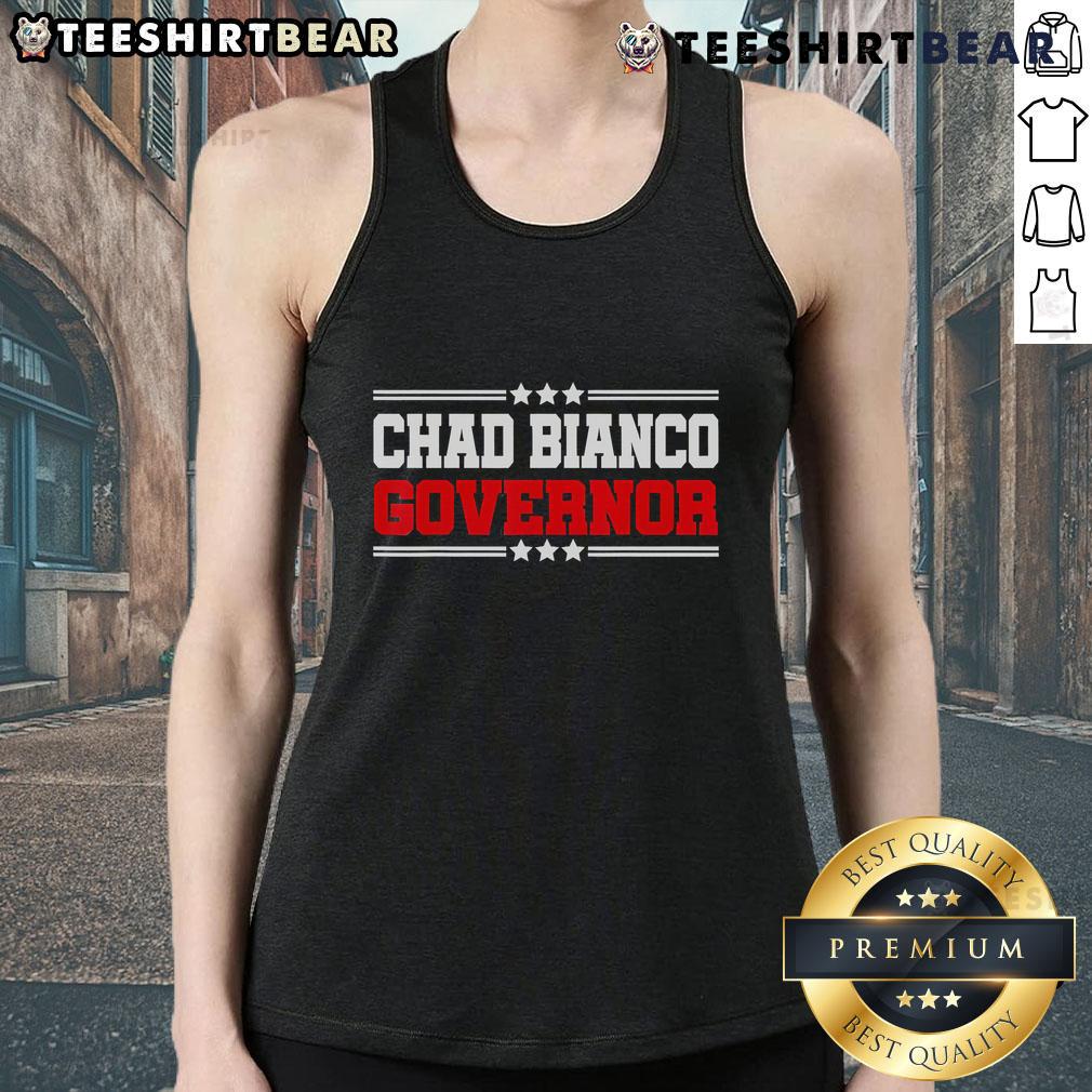 Chad Bianco for Governor of California 2025 tank top featuring campaign logo and patriotic design.