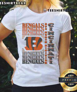 Official Cincinnati Bengals Gradient Wordmark Ladies Tee featuring vibrant team colors and stylish design for fans.