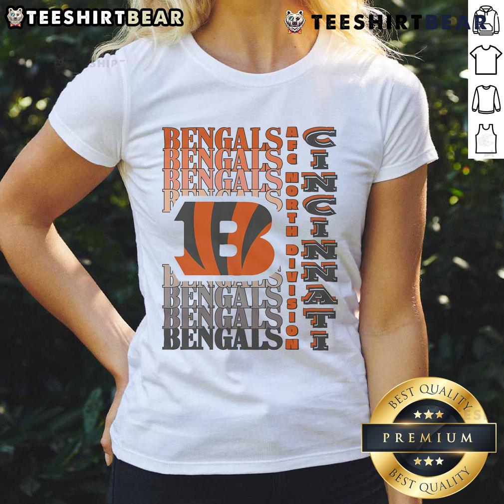 Official Cincinnati Bengals Gradient Wordmark Ladies Tee featuring vibrant team colors and stylish design for fans.
