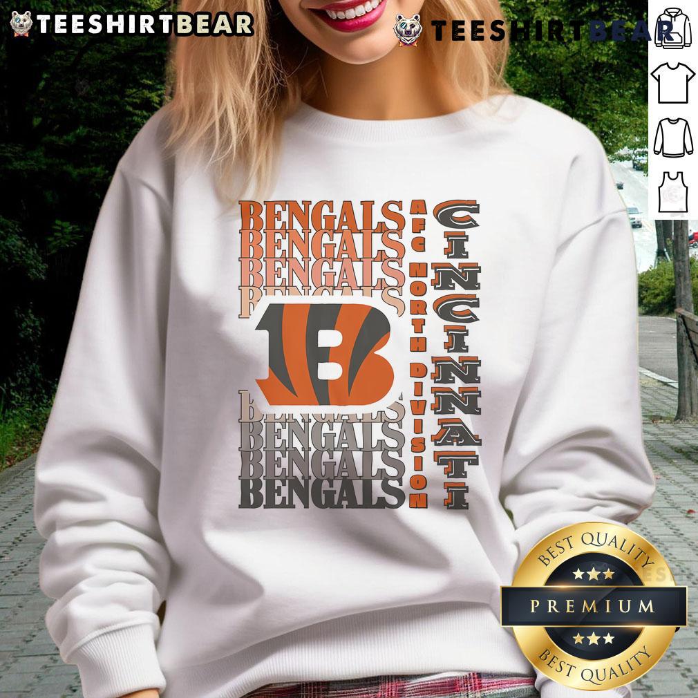 Official Cincinnati Bengals gradient wordmark sweatshirt featuring team colors and logo for fans and athletes.
