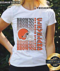Alt Text: Official Cleveland Browns Gradient Wordmark Ladies Tee featuring vibrant team colors and stylish design for fans.