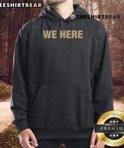 Official Coach Prime We Here Hoodie, showcasing a stylish design perfect for fans and supporters of Coach Prime's legacy.