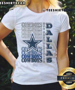 Official Dallas Cowboys Gradient Wordmark Ladies Tee featuring stylish design and team colors for female fans.