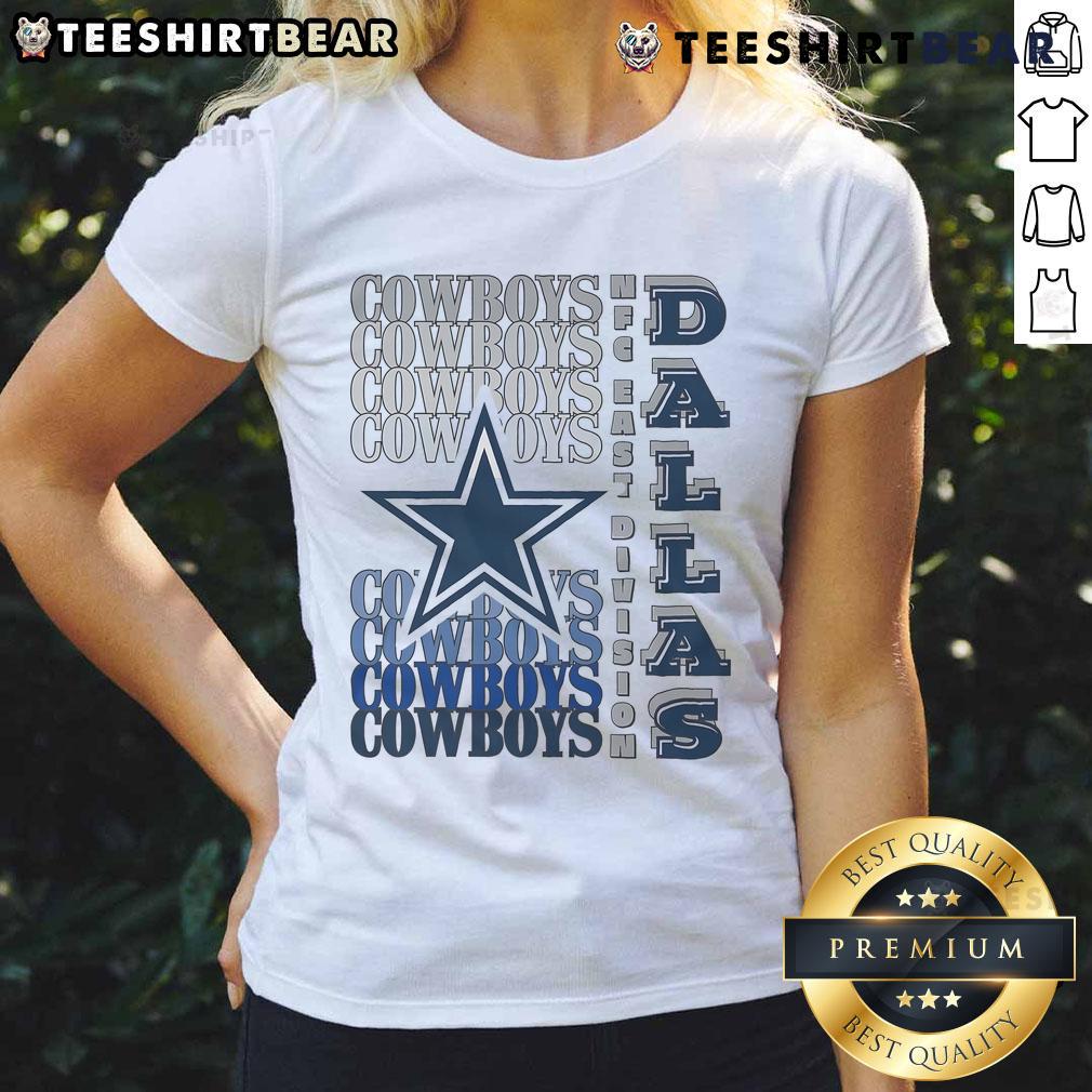 Official Dallas Cowboys Gradient Wordmark Ladies Tee featuring stylish design and team colors for female fans.