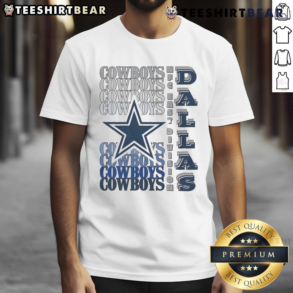 Official Dallas Cowboys Gradient Wordmark T-Shirt in blue and silver, showcasing team pride and stylish design.
