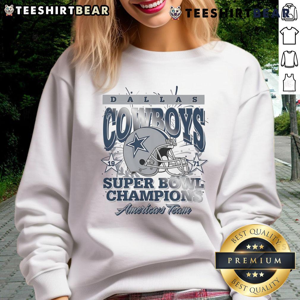 Official Dallas Cowboys Super Bowl VI Champions sweatshirt featuring team logo and championship details.