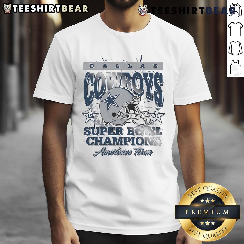 Official Dallas Cowboys Super Bowl VI Champions T-Shirt featuring iconic team logo and commemorative design.