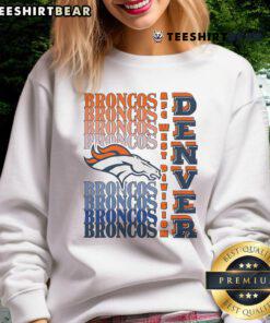 Alt Text: Official Denver Broncos Gradient Wordmark Sweatshirt showcasing team colors and logo for sports fans.