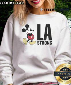 Official Disney LA Strong sweatshirt supporting wildfire relief efforts with vibrant colors and classic logo design.