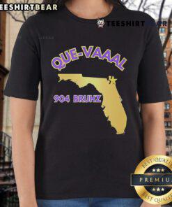 Florida State map design on '904 Bruhz Que Vaaal' ladies tee, showcasing vibrant colors and unique graphics.