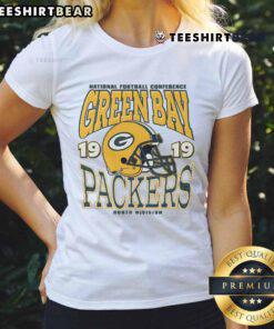 Official Green Bay Packers Classic Team Helmet Ladies Tee featuring team colors and logo, perfect for any Packers fan.