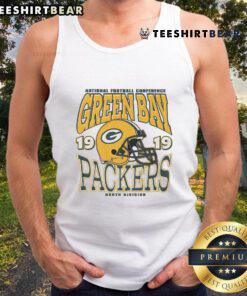 Alt Text: Official Green Bay Packers classic team helmet tank top featuring vibrant team colors and logo for stylish fan wear.