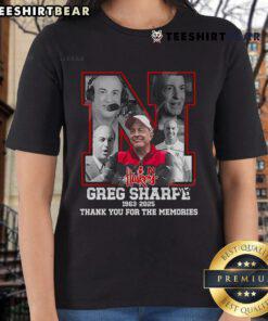 Official Greg Sharpe 1963-2025 Thank You For The Memories Ladies Tee featuring a stylish design and tribute graphic.