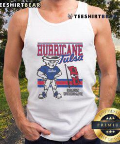 Retro Gus T. the Golden Hurricane mascot tank top featuring the official Tulsa logo for fans and sports enthusiasts.
