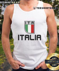 Official Italy soccer logo tank top featuring the iconic blue and gold design for football fans.