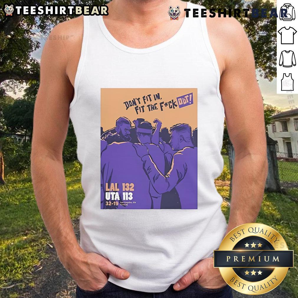 Official Jack Perkins 'Don't Fit In, Fit The F* Out' Tank Top, featuring bold text design for a standout style.