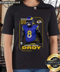 Official Jared Verse Black Los Angeles Rams 2024 NFL Defensive Rookie of the Year Ladies Tee for stylish fans.