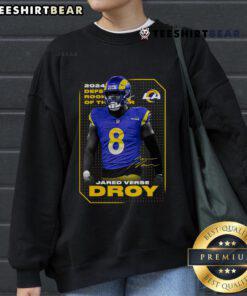Official Jared Verse Black Los Angeles Rams 2024 NFL Defensive Rookie of the Year Sweatshirt displayed on a mannequin.