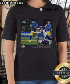 Kyren Williams Black Los Angeles Rams NFL Flash Features Wild Card Ladies Tee showcasing team pride and style.