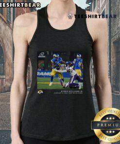 Alt Text: Kyren Williams in Black Los Angeles Rams NFL Wild Card Tank Top, showcasing team pride and style.