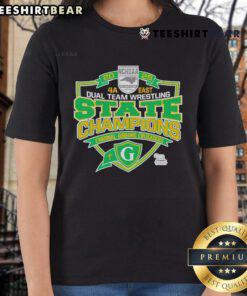 Official NCHSAA 2025 4A East State Champions Cardinal Gibbons Crusaders ladies tee shirt celebrating victory.