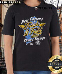 Official New England Indoor Track and Field 2025 Championships ladies tee showcasing athletic design and vibrant colors.