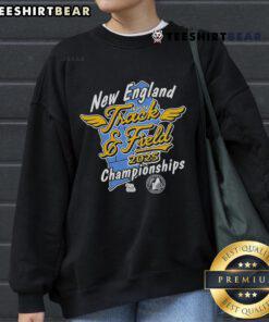 Official New England Indoor Track and Field 2025 Championships sweatshirt featuring event logo and vibrant design.
