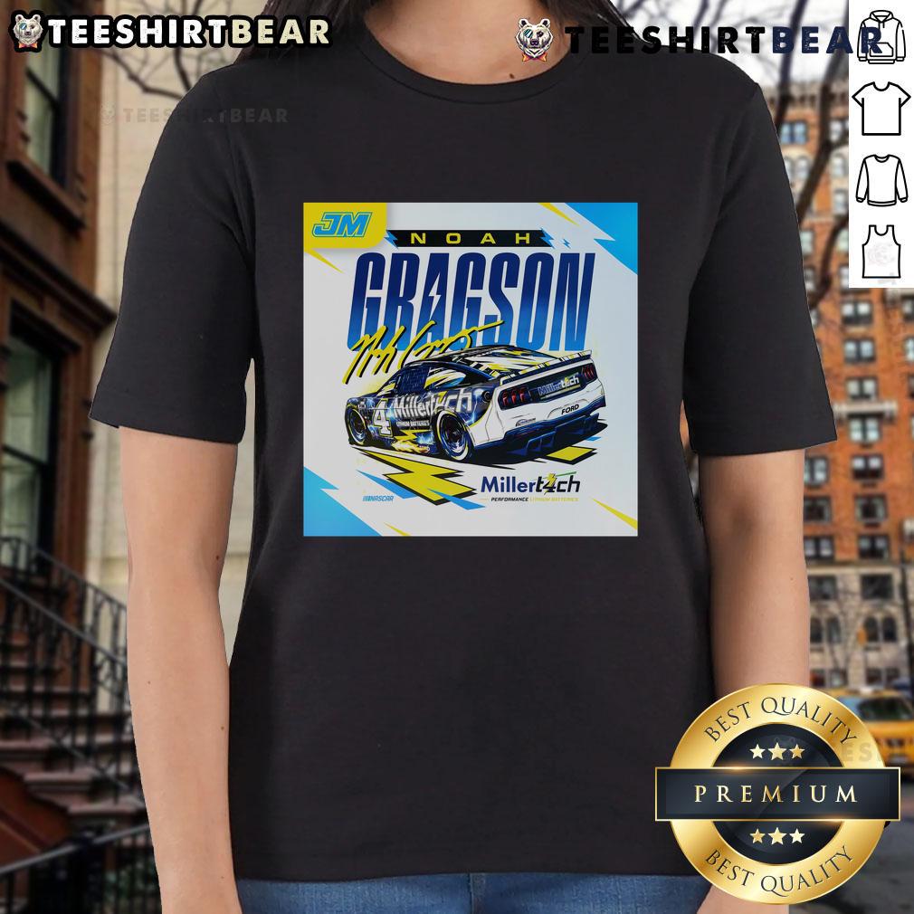 Official Noah Gragson 4 Millertech Ladies Tee featuring a stylish design perfect for racing fans and casual wear.