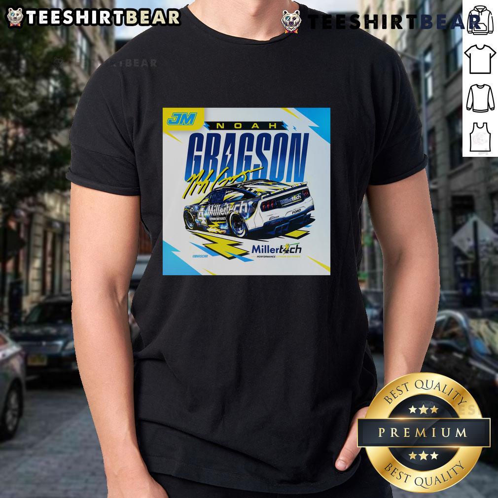 Official Noah Gragson Millertech T-Shirt featuring bold graphics and a comfortable fit for racing fans.