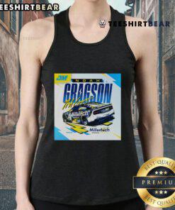 Official Noah Gragson 4 Millertech tank top featuring vibrant colors and logo, perfect for racing fans.