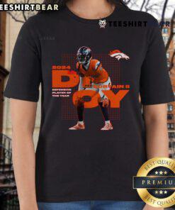 Official Patrick Surtain II Black Denver Broncos 2024 NFL Defensive Player of the Year Ladies Tee showcasing team pride.