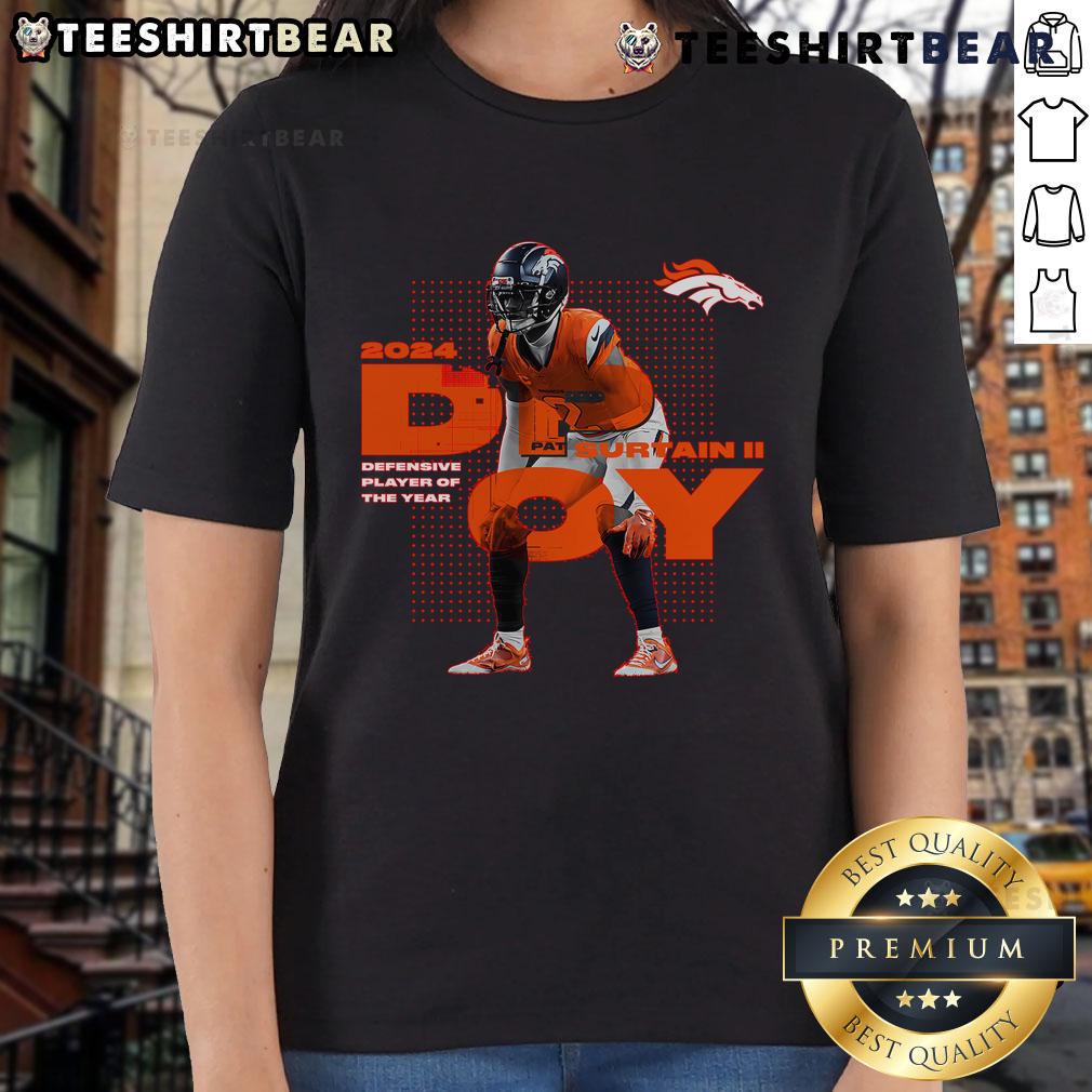 Official Patrick Surtain II Black Denver Broncos 2024 NFL Defensive Player of the Year Ladies Tee showcasing team pride.