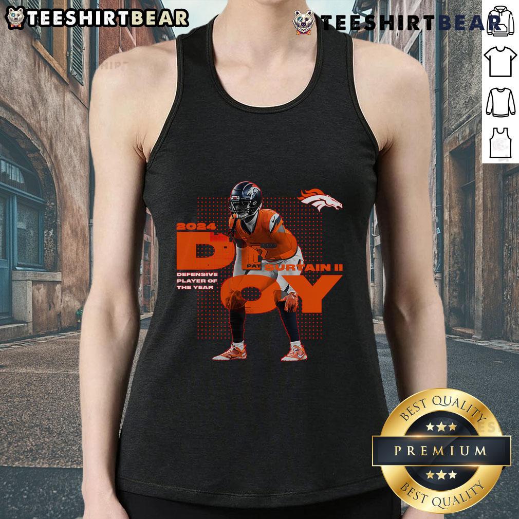 Patrick Surtain II Black Tank Top celebrating 2024 NFL Defensive Player of the Year for Denver Broncos.